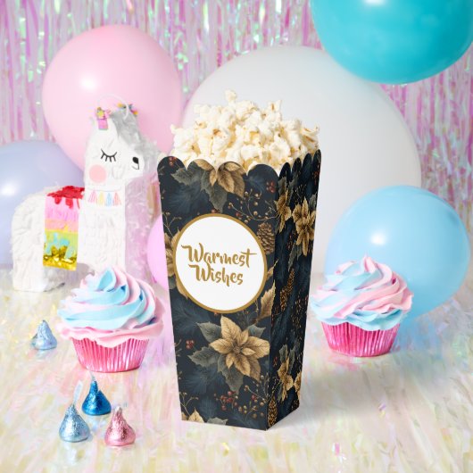 Navy Gold Holly Medallion Pattern フェイバーボックス (パーティー)