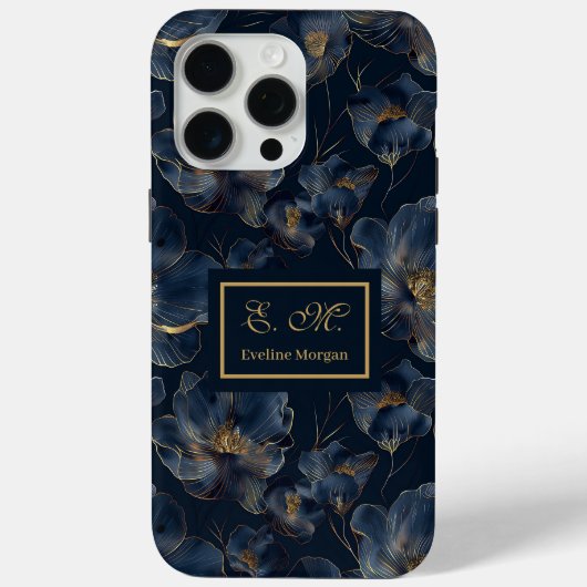 Navy Gold iPhone Case Sweet Sixteen Custom Name Case-Mate iPhoneケース (裏面)