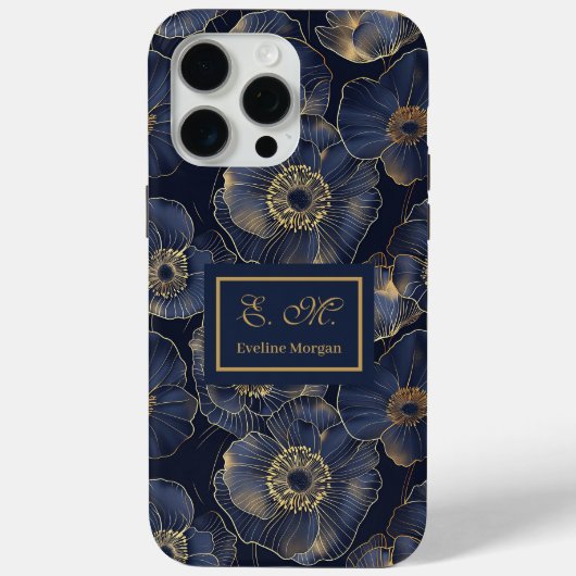 Navy Gold iPhone Case Trendy Quinceañera Monogram Case-Mate iPhoneケース (裏面)