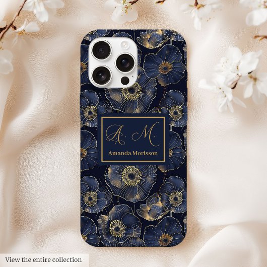 Navy Gold iPhone Case Trendy Quinceañera Monogram Case-Mate iPhoneケース