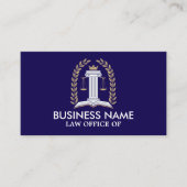 Navy Gold Laurel Scale of Justice Lawyer 名刺 (正面)