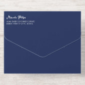 Navy Gold Little Star Baby Shower Diaper Raffle オールインワン招待状 (背面)