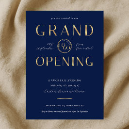 Navy & Gold Logo Business Grand Opening Corporate 招待状