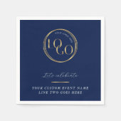 Navy & Gold Logo Corporate Business Event Branded スタンダードカクテルナプキン (正面)