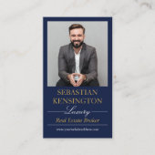 Navy Gold Luxury Real Estate Broker Professional 名刺 (正面)