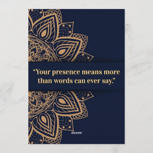 Navy & Gold Mandala Invitation 招待状 (裏面)