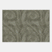 Navy gold metallic checker pattern Christmas ラッピングペーパーシート (正面3)