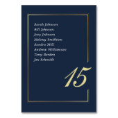 Navy Gold Minimal Border Script Typography Wedding テーブルナンバー (正面)