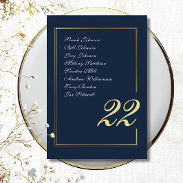 Navy Gold Minimal Script Calligraphy Wedding テーブルナンバー