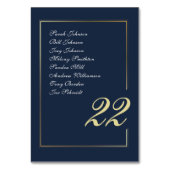 Navy Gold Minimal Script Calligraphy Wedding テーブルナンバー (正面)
