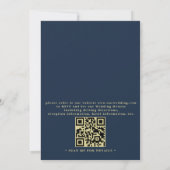 Navy Gold Modern Elegant Chic QR Code Wedding 招待状 (裏面)