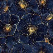 Navy Gold Monogram Blanket Chic Floral Decor フリースブランケット