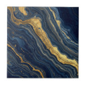 Navy & Gold Natural Marble – Luxury Ceramic Tile タイル (正面)