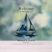 Navy Gold Nautical Boat Gold Wedding Welcome Sign アクリルサイン (ニュートラル)