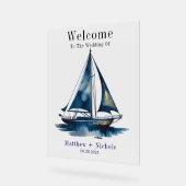 Navy Gold Nautical Boat Gold Wedding Welcome Sign アクリルサイン (傾斜)