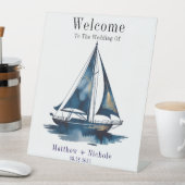Navy Gold Nautical Boat Gold Wedding Welcome Sign 台座サイン (インサイチュ)