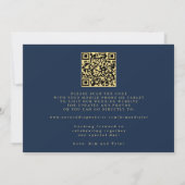 Navy gold QR code simple elegant wedding セーブザデート (裏面)