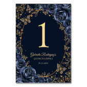 Navy Gold Quinceanera テーブルナンバー (裏面)