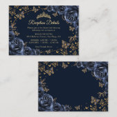 Navy Gold Quinceanera Reception Details エンクロージャーカード (正面/裏面)
