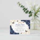 Navy Gold Quinceanera Reception Details エンクロージャーカード (スタンド正面)