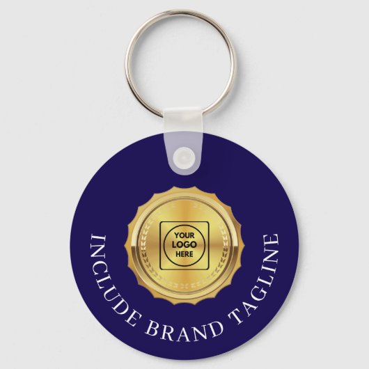 Navy Gold Real Estate Logo Promo Keychains キーホルダー (正面)