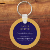 Navy Gold Real Estate Logo Promo Keychains キーホルダー (裏面)