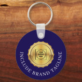 Navy Gold Real Estate Logo Promo Keychains キーホルダー (正面)