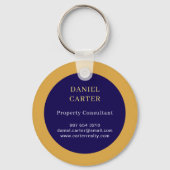 Navy Gold Real Estate Logo Promo Keychains キーホルダー (裏面)