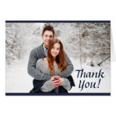 Navy & Gold Stardust, Photo Wedding Thank You Card (正面横)