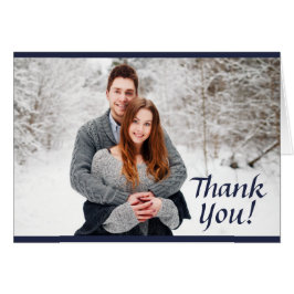 Navy & Gold Stardust, Photo Wedding Thank You Card