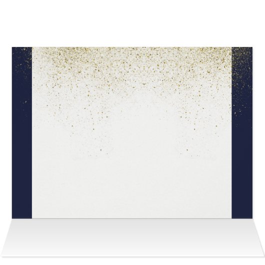 Navy & Gold Stardust, Photo Wedding Thank You Card (内部横(上))