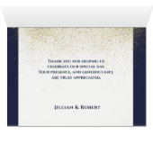 Navy & Gold Stardust, Photo Wedding Thank You Card (内部横(下))