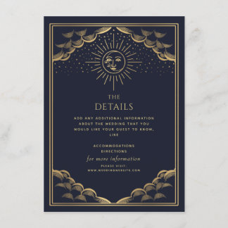 Navy Gold Sun and Moon Tarot Wedding Details エンクロージャーカード