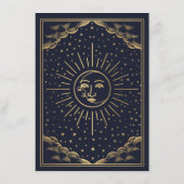 Navy Gold Sun and Moon Tarot Wedding Details エンクロージャーカード (裏面)