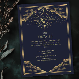 Navy Gold Sun and Moon Tarot Wedding Details エンクロージャーカード