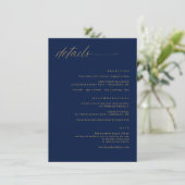Navy Gold Wedding Soft Delicate Romantic Details エンクロージャーカード (スタンド正面)