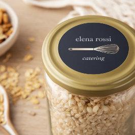 Navy & Gold Whisk Logo | Chef Caterer Baker ラウンドシール