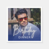 Navy Gradient Dinner Photo Birthday スタンダードカクテルナプキン (正面)