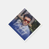 Navy Gradient Dinner Photo Birthday スタンダードカクテルナプキン (角)