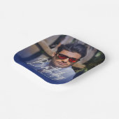 Navy Gradient Personalized Photo Birthday ペーパープレート (傾斜あり)