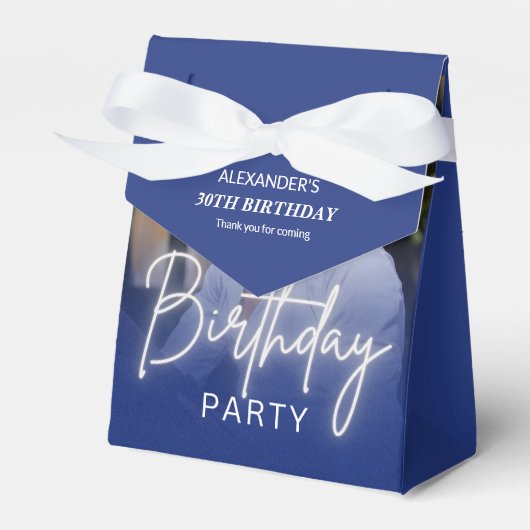 Navy Gradient Photo 30th Birthday Party フェイバーボックス (正面サイド)