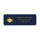 Navy Graduation Cap Return Address ラベル (正面)