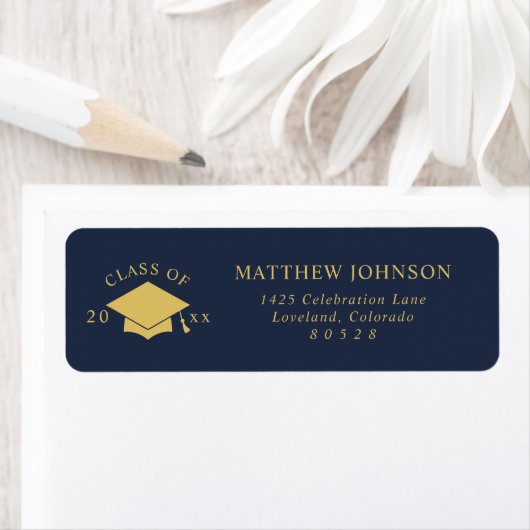 Navy Graduation Return Address ラベル (インサイチュ)