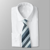 Navy Gray Grey Blue Striped Neck Tie ネクタイ (タイ)