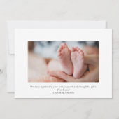 Navy Gray Minimalist Photo Baby Announcement Card 招待状 (裏面)
