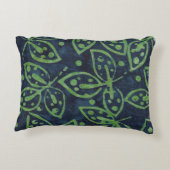 Navy Green Foliage Boho Batik Look アクセントクッション (裏面)