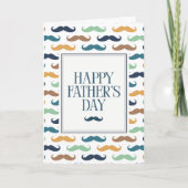 Navy Green Gold Colorful Mustache Father's Day カード (正面)