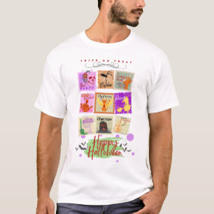 Navy Halloween Stamp Collections with aの文字 Tシャツ