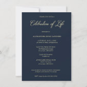 Navy Hand Lettered Chic Flourish Funeral Memorial ノートカード (裏面)
