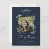 Navy Hand Lettered Chic Flourish Funeral Memorial ノートカード (正面)